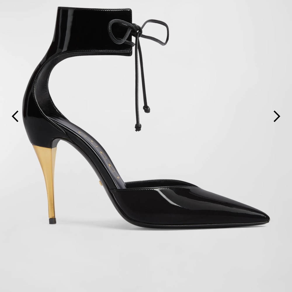 Gucci Patent Leather Pumps with Thick Ankle Strap